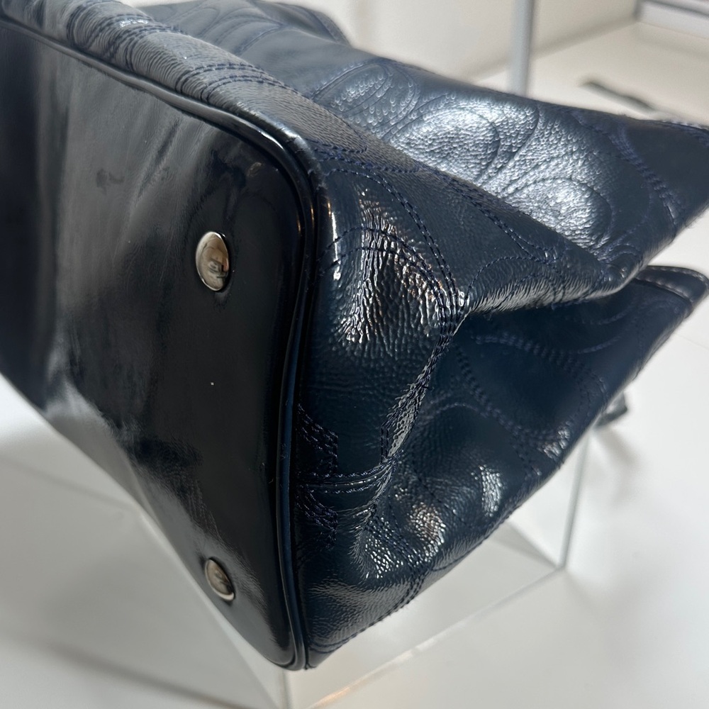 Coach Madison Navy Patent Leather Satchel Shoulder Bag - Picture 11 of 15